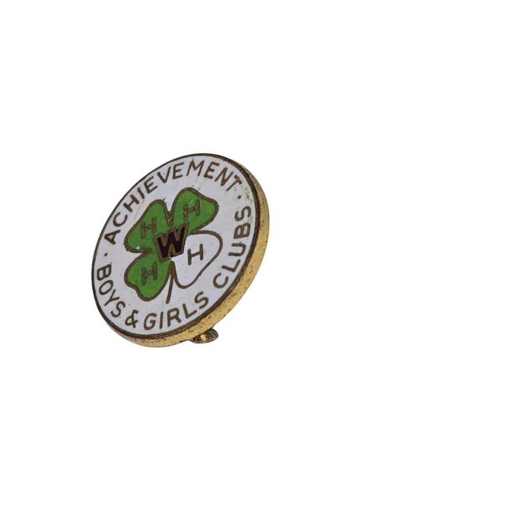 Vintage Wisconsin 4-H Boys & Girls Clubs Achievement Pin Gold Tone Cloisonné Cir - Picture 2 of 4